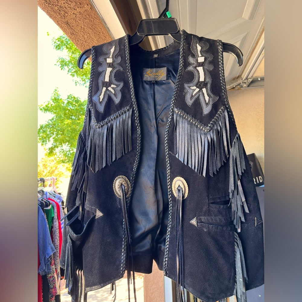 Men’s SCULLY Genuine Leather Suede beaded fringe  Western Vest